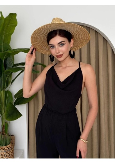 Ahes Shopping Darcy Sırt Dekolteli Tulum Siyah