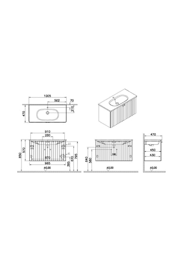 VitrA Root Groove Kapaklı Lavabo Dolabı 100 Cm Mat Beyaz 69310 Çok Renkli