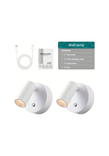 Willowhaven White 2pcs Rgb 7 Renkli Manyetik Duş Lamba Usb Şarjlı 360 Döner Kablosuz Gece Işığı Ahşap