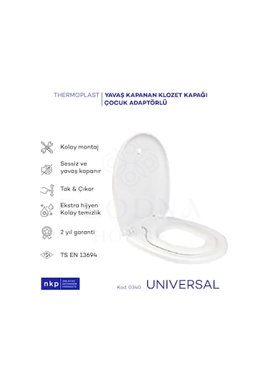 Universal Oval Çocuk Adaptörlü Klozet Kapağı Yavaş Kapanır