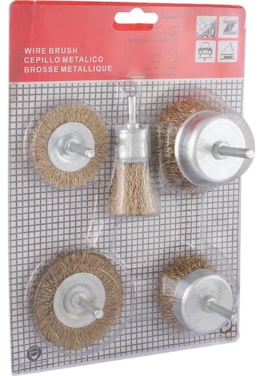 5 Parça Pimli Tel Fırça Seti 5'Li Matkap Hobi Fırça Set