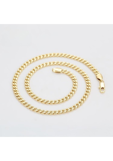 Klasik Gurmet Zincir Kolye 14 Ayar Altın Kaplama / 50 Cm Gold