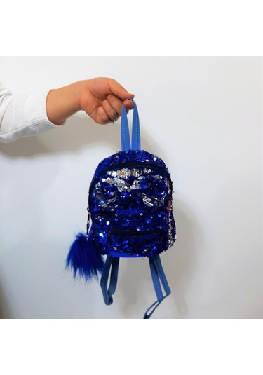 Fiyra Crn Saks Pullu Kız Çocuk Sırt Çantası 16cmx20cmx10cm Saks Mavi