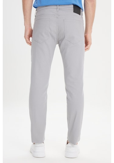 AC&Co / Altınyıldız Classics 360 Derece Her Yöne Esneyen Slim Fit Dar Kesim Diyagonal Desenli Erkek Pantolon Gri