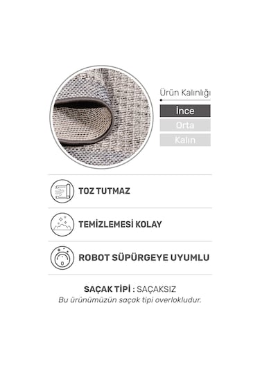 Dekozer Sisaletta Jüt Görünümlü Sisal Dokuma Modern Kilim Tozumaz, Robot Süpürge Uyumlu Gri