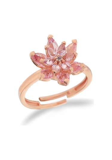 Argentum Concept 925 Ayar Gümüş Pembe Lotus Çiçeği Yüzük - Y023401