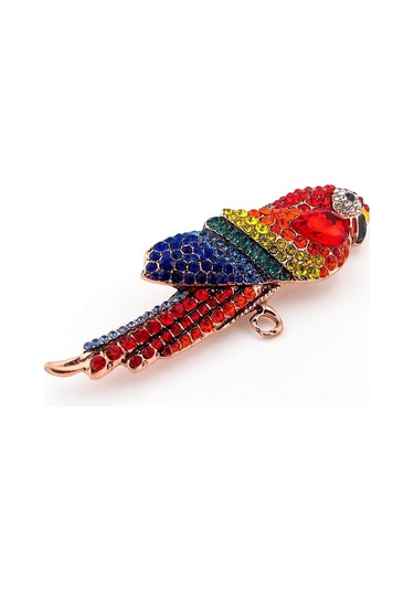 Solfera Papağan Harlequin Macaw Renkli Zirkon Taşlı Büyük Boy Broş Rz169