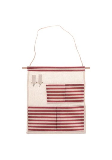 Suntek Pamuk Keten Kapı Duvar Asılı Saklama Çantası Ev Düzenleyici 4 Cepli Kırmızı Çok Renkli