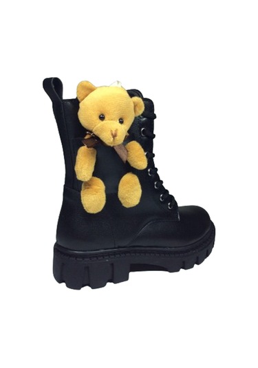 Ortopedikal 1087 Filet Kız Çocuk Siyah 2 Ayıcıklı Bot Bağcıklı Siyah
