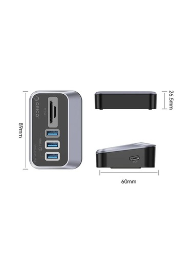 Jeemson Orıco M3 Serisi Usb-c Hub: 3x Usb 3.2 Gen1 5gbps + Tf/sd Kart Okuyucu, Abs Malzeme, Masaüstü Kullanıma Uygun, M3u3-3ts-05