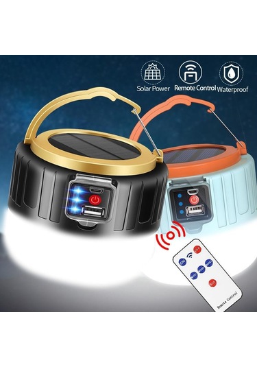 Güneş Led Kamp Işık Uzaktan Kumanda Çadır Lambası Usb Şarj Edilebilir Ampul Açık Yürüyüş Taşınabilir Fener & Kafa Lambası 56564122 Çok Renkli