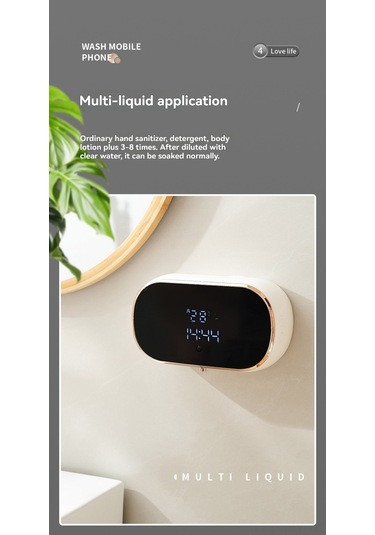 Moveevo Dokunsuz Akıllı Köpük Dağıtıcı - Sayısal Ekranlı, Duvar Kurulu, 350ml Hacimli, Usb-c Şarjlı, Aileye Uygun Temizlik Aleti Beyaz