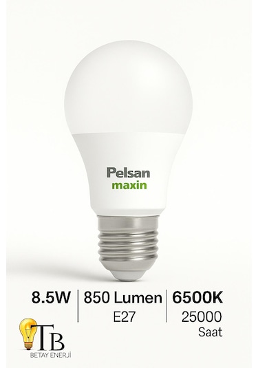 Pelsan Maxin 8.5w Led Lamba 6500k Beyaz Işık E27 Duy 1