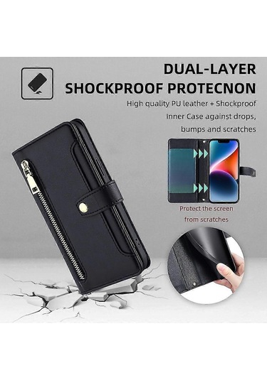 Galaxy A54 5g Fermuarlı Cüzdan Kılıf - İnce Koruyucu Kılıf Çok Renkli