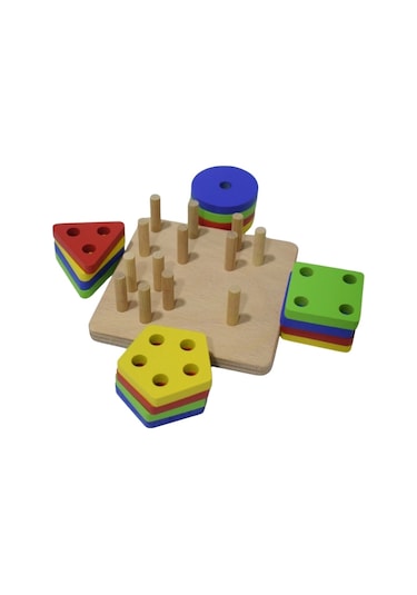 Eğitici Ahşap Kare Geometrik Zeka Oyunu 17 Parça Kokusuz, Sağlıklı, Boyası Çıkmaz