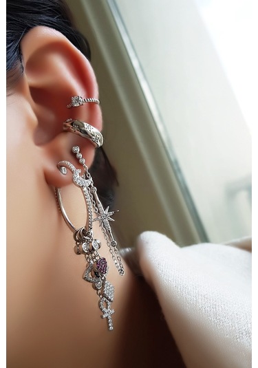 MorMajor Silver Tekli Ithal Halka Sallantılı Figürlü Gümüş Küpe-7336