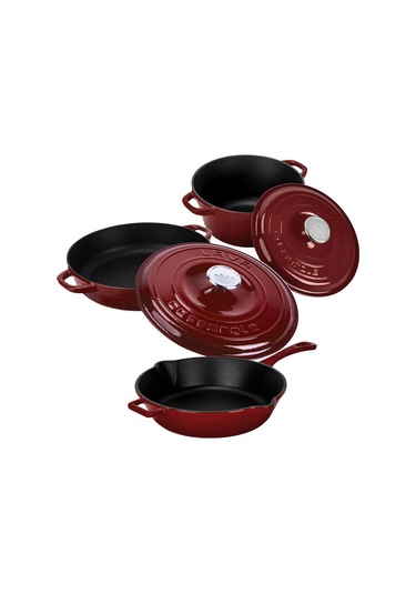 Lava Döküm Bordo 5 Parça Set Şıklık, Lezzet Ve Gücü Bir Araya Getiren Tasarım Bordo