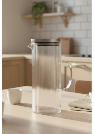 Perotti Bodrum 1200 Ml Borosilikat Cam Sürahi Buzdolabı Sürahisi Seffaf