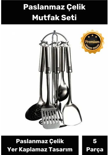 5 Parçadan Oluşan Sağlam Fonksiyonel Paslanmaz Çelik Şık Dekoratif Mutfak Seti