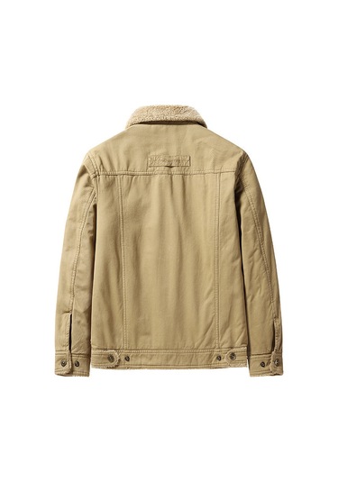 Sonbahar Ve Kış Artı Kadife Kalınlaştırılmış Gündelik Moda Yakalı Erkek Ceketi Haki