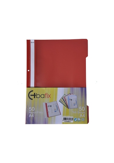 Bafix Telli Dosya Plastik Xl Kırmızı A4 - 50 Adetli Paket
