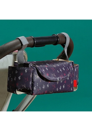 Dianziye Bebek Arabası Organizer Çantası - Su Geçirmez, Büyük Kapasite - Süt Bardağı, Bezi, Mendil Saklama - Beyaz Gökkuşağı Desenli Beyaz