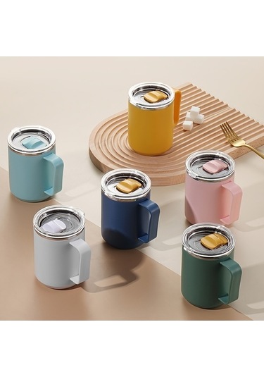 Besthome1 Kulplu 450ml Yalıtımlı Kahve Kupa, Mavi Mavi