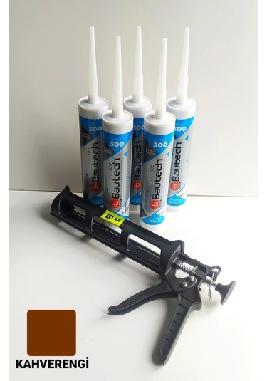 5 Adet Kahverengi Silikonize Mastik/Çekomastik+Silikon Tabancası