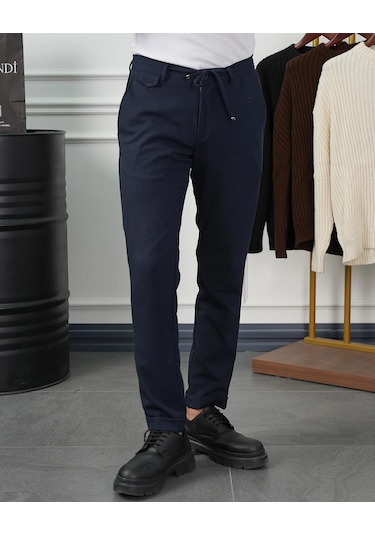 Modefendi Pamuk Likra Slim Fit Jogger Pantolon Lacivert