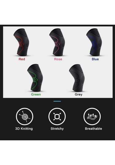 Yuntech01 Koşu, Fitness Ve Spor İçin Esnek Ve Konforlu Dizlik - Tekli Paket, Siyah-kırmızı, L Boy Ab008 Kırmızı