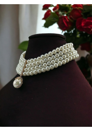 İnci Mayorka Choker Kolye Beyaz