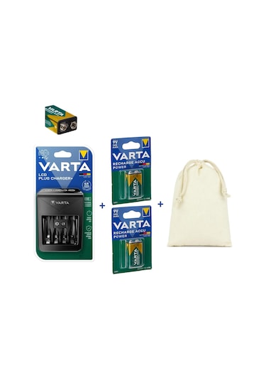 Varta Lcd Plug+şarj Cihazı+2 Adet 9v 200mah Şarjlı Pil+çanta