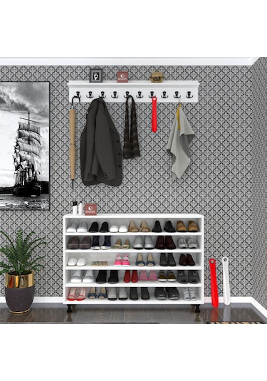 Kenzlife Ayakkabılık Yemeni5 Gribyz 83 120 32 Kapaklı 5 Raflı 30 Çift Ayakkabı Kapasitesi Ahşap