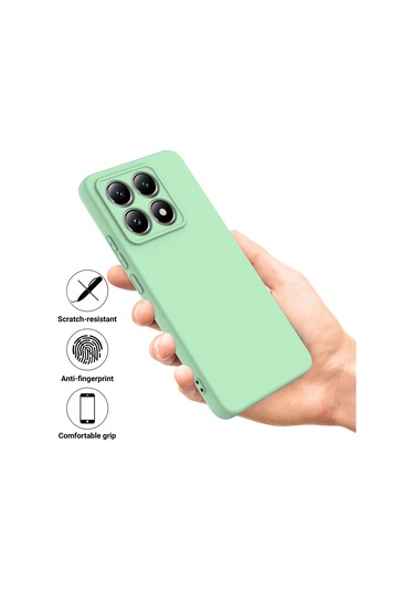 Xiaomi 14t İçin Düz Renk Sıvı Silikon Düşmeye Dayanıklı Tam Kapsama Telefon Kılıfı Yeşil