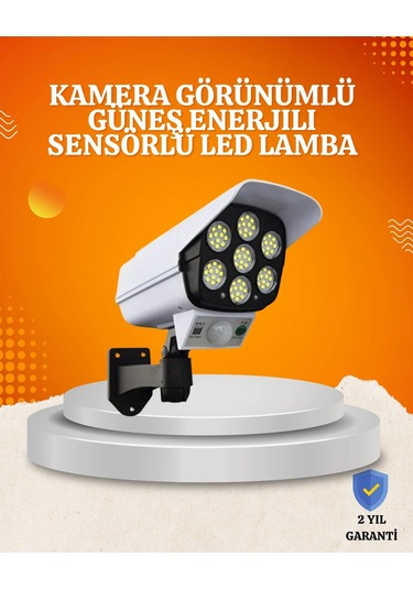 Buğz Solar Şarjlı Hareket Sensörlü Led Dış Mekan Lambası Kamera Tasarımlı Güvenlik Işığı