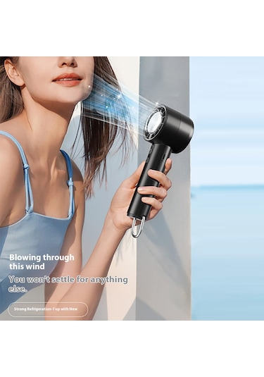 Taşınabilir Yüksek Hızlı Usb Şarj Edilebilir Turbo Fanlı Taşınabilir Soğutma Fanı Buz Sıkıştırmalı Soğutma Tasarımı - Siyah Siyah