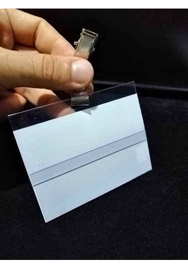 Şeffaf Etiket Pvc Mandallı Yaka Kartı İsimlik 10x7 Cm Şeffaf Yaka Kartı Kılıfı
