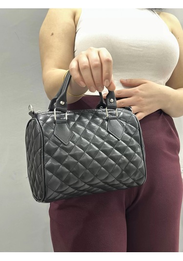 Biçomi Kapaksız Kapitone Siyah Cilt Çanta Siyah