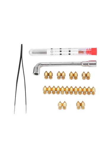 Leasetake 37 Adet 3d Yazıcı Nozulu Mk8 Nozulu 0.2, 0.3, 0.4, 0.5, 0.6, 0.8, 1.0mm Creality Cr-10 Ender 3 5 İçin Ekstruder Baskı Kafası