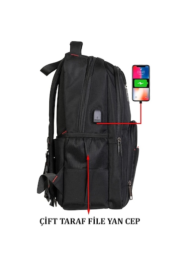 Dada Laptop Bölmeli 15.inç Su Geçirmez Kumaş Günlük Okul Sırt Çantası Siyah