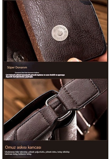 2'li Erkek Omuz Çantası Seti - Koyu Kahve Koyu Kahverengi