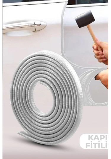 Oto Araç Kapı Koruma Fitili 5 Metre Parlak Beyaz Renk Çarpma Çizilme Önleyici Fitil