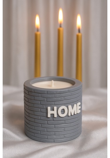 Dekoratif Kokulu Mum Home Gri Home