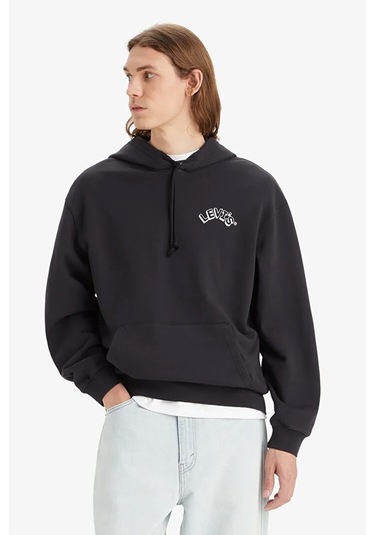 Erkek Kapüşonlu Relaxed Sweatshirt - A2639-0034 Siyah