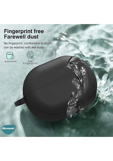 Koodmax Huawei Freebuds Pro Uyumlu Silikon Kılıf + Metal Kopça - Siyah