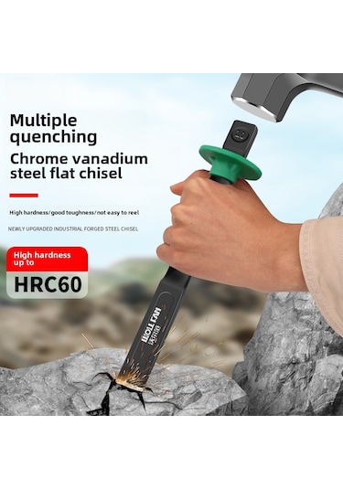 Symbee Endüstriyel Kalite Krom Vanadyum Çelik Beton Taş Kesici: 12" Siyah Oksitli Düz Uçlu Profesyonel El Aleti