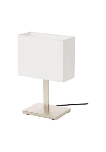 Masa Lambası-Kare Abajur 36 cm Nikelaj Kaplama-Beyaz Renk 8.6 W