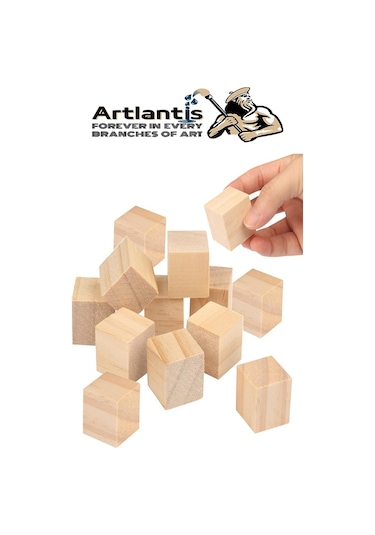 Naturel Ahşap Küp Bloklar 2.5x2.5x2.5cm 16 Adet Ahşap Naturel Kare Blok Eğitici Geliştirici Oyuncak Küp Matematik Birim