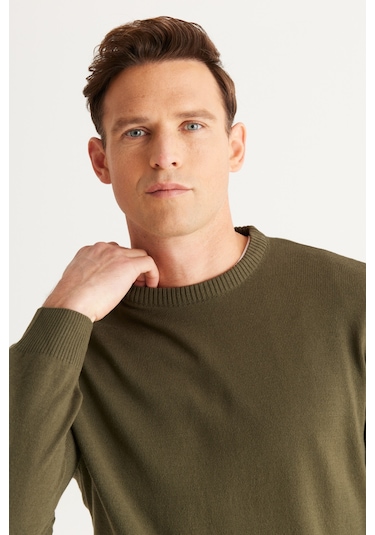 Altinyildiz Classics Erkek Haki Standart Fit Normal Kesim Bisiklet Yaka Triko 4A4923100001HAKXL Haki