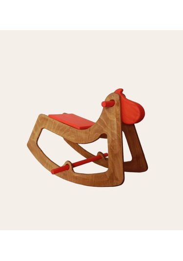 Orange Sallanan Oyuncak At, Sallanan Ahşap El Yapımı At